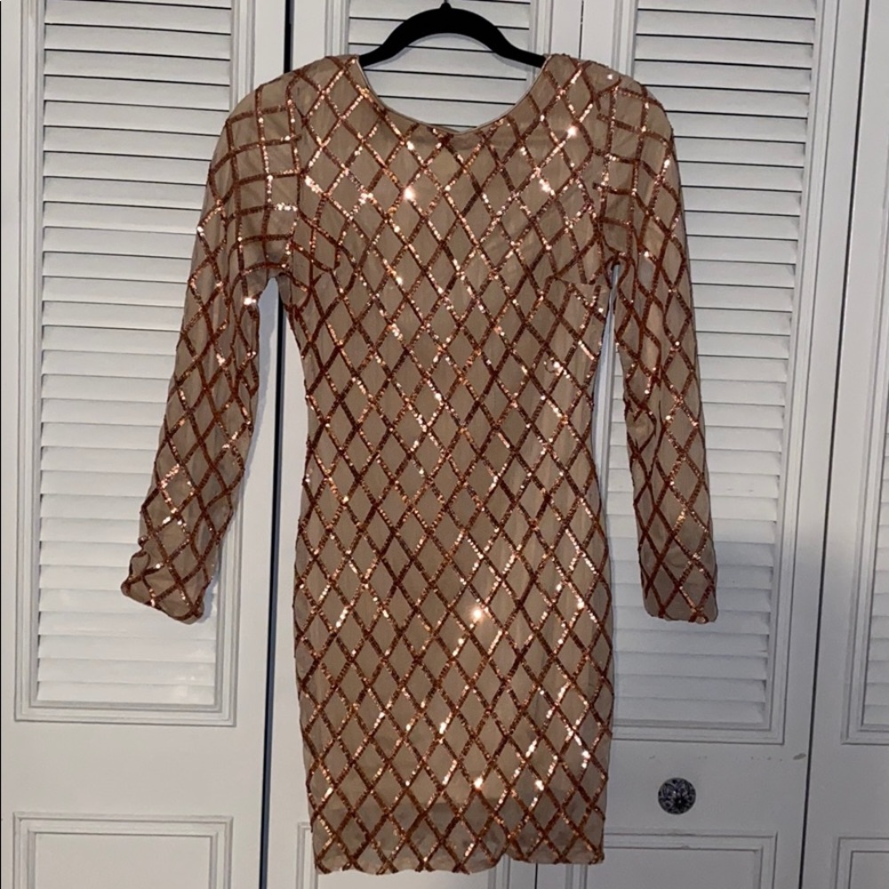 Sparkly Long Sleeve Mini Dress